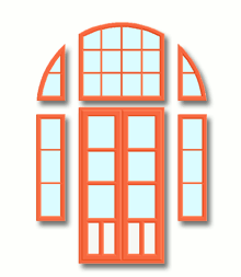 Входная дверь с фрамугой и окнами